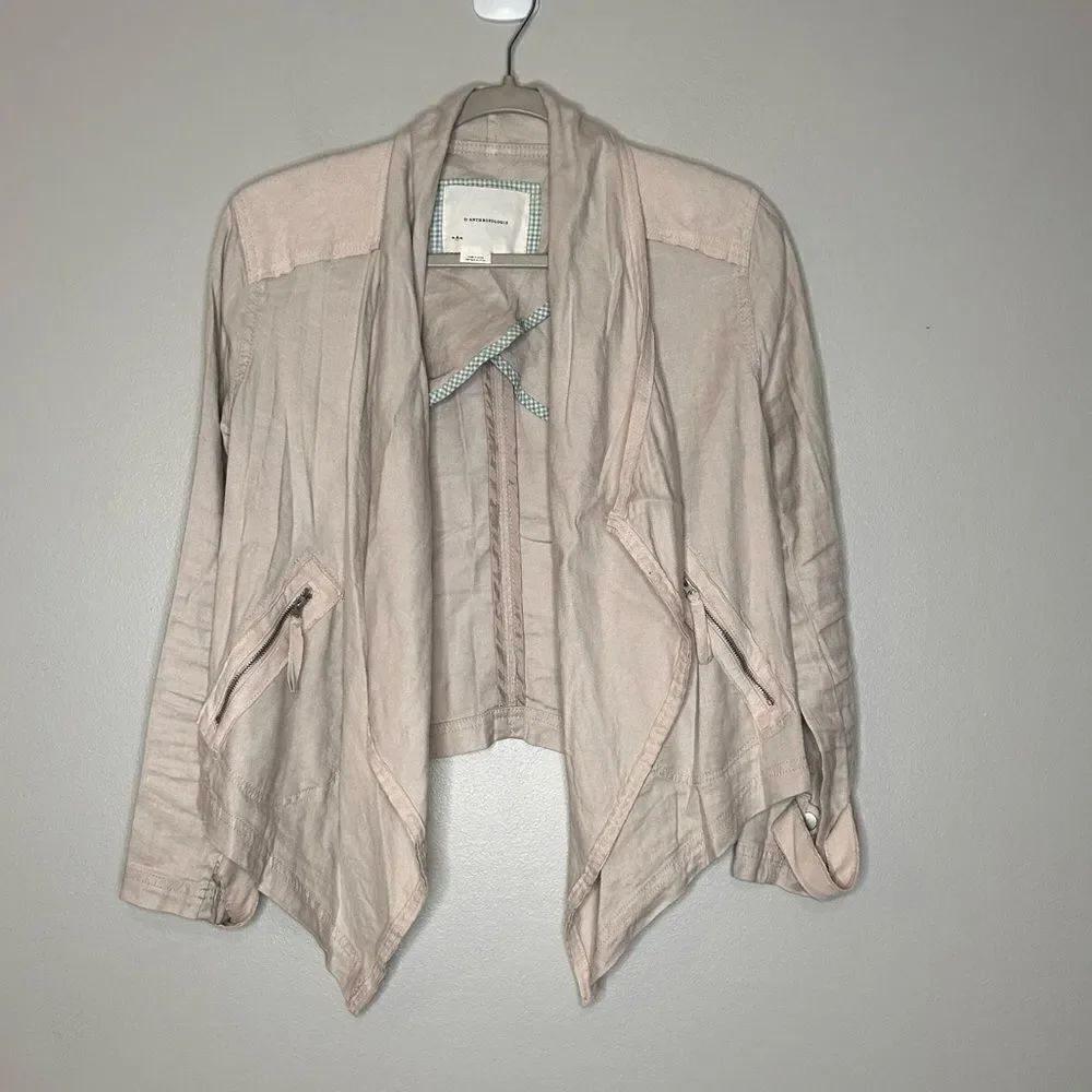 Anthropologie Twill Drape Front Jacket
